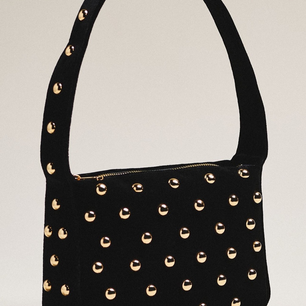 By Anthropologie Studded Velvet Bag Black